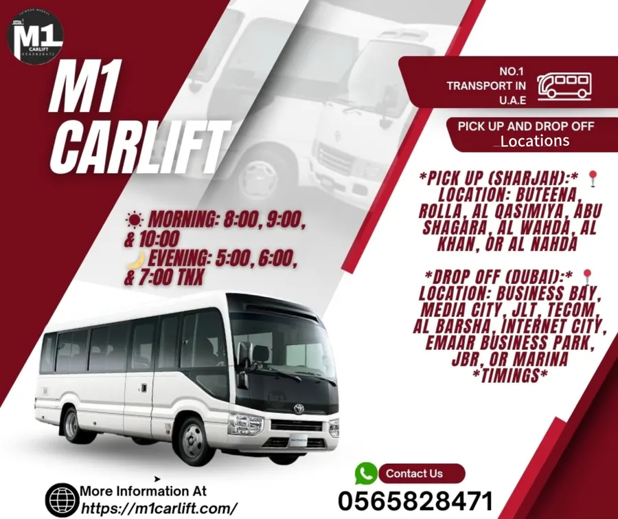 Car lift Sharjah to Dubai — pickup points and drop-off locations schedule